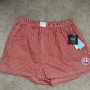 Grayson Threads Red Gingham Check Shorts Elastic Waist